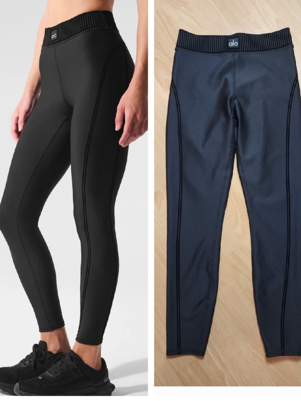 Alo Yoga Airlift High-Waist 7/8 Line Up Leggings Pants Black Women's Size Small